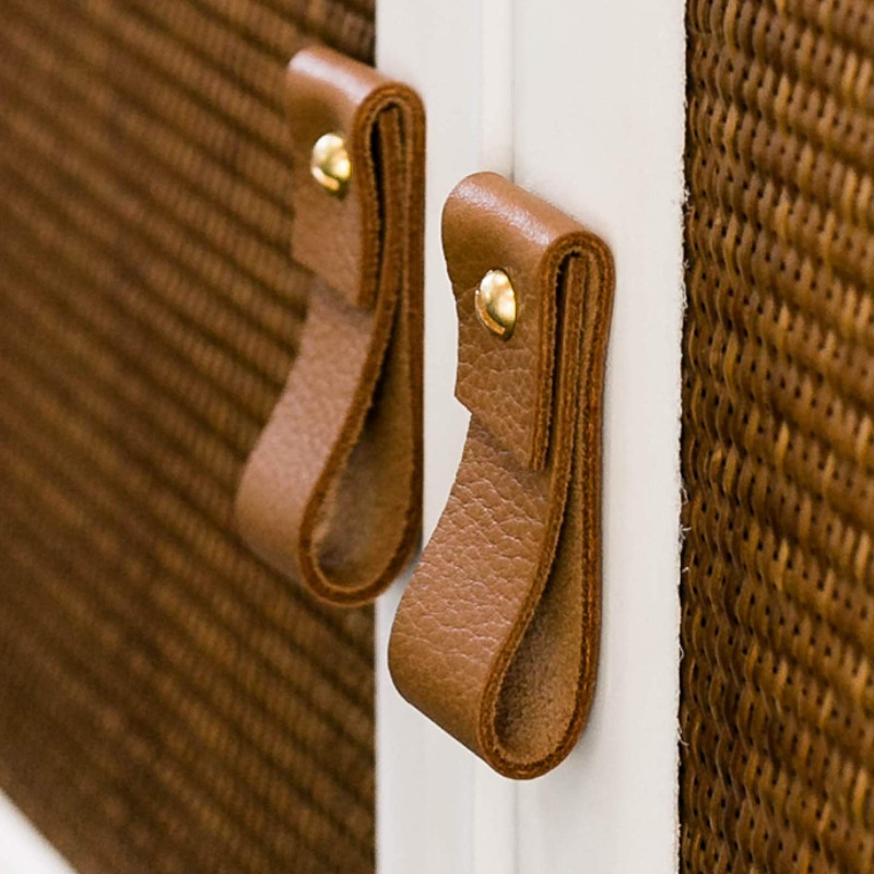 Suitable for cabinet wardrobe drawer leather door handle anti-collision retro furniture drawer handle with nut screw