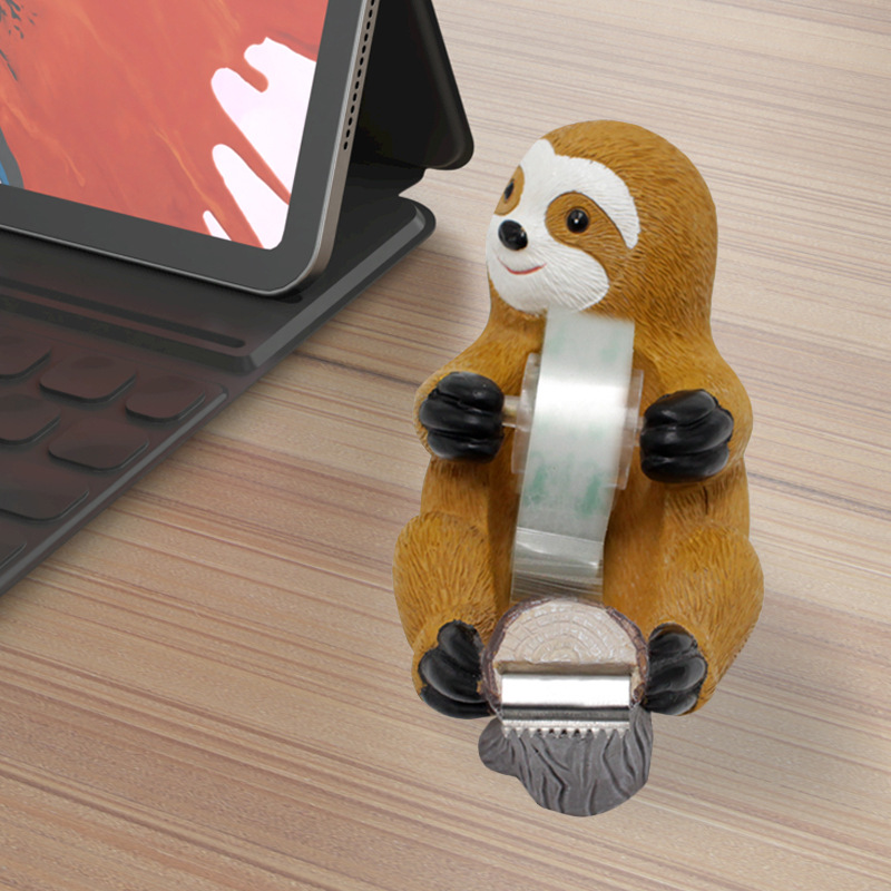Cross-border new cute sloth tape seat creative office desktop decoration animal resin craft home decoration