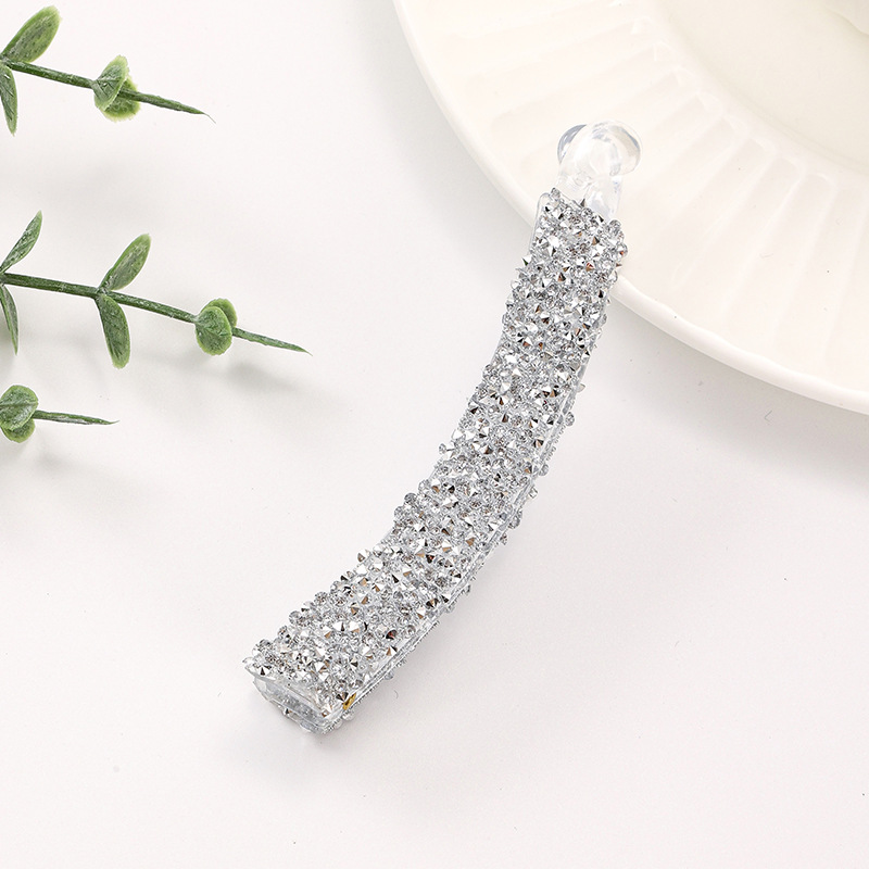 Cross-border Hot Sale Broken Diamond Pearl Hair Banana Clip Light Luxury Full Diamond High-end Fashion Pony Tail Clip Hair Accessories Hair Clip_voghion.com