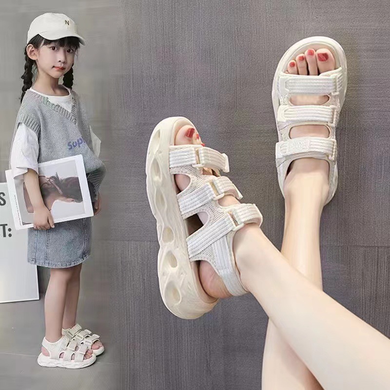 Girls' Sandals 2023 Summer New Children's Soft-soled Princess Cyber Celebrity Sports Beach Sandals for Big Children and Little Girls