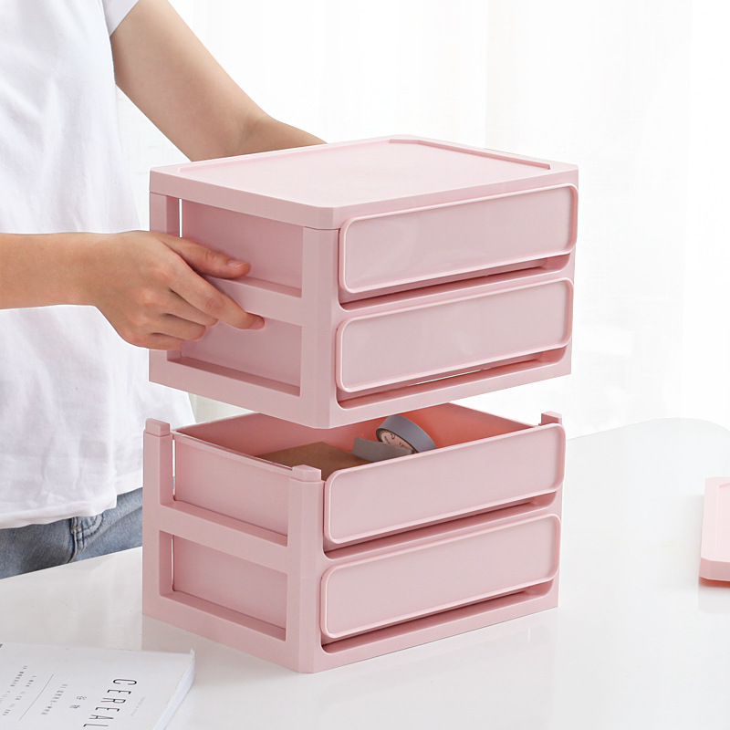 Desktop Storage Box Drawer-type Home Office Filing Cabinet Student Dormitory Sundries Storage Box Dust-proof Stacked