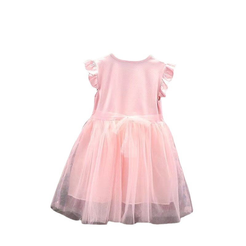 Children's Wear Girls dress Summer 2025 New Frozen Short-sleeved Princess Aisha Dress Children's Mesh Dress Trendy