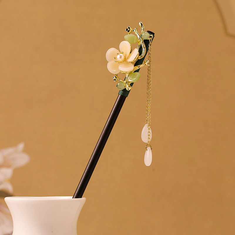 Guofeng Ming-made Osmanthus Wooden Hairpin Step-up Tassel Retro Hairpin Daily Ancient Chinese Clothing Cheongsam Accessories Hair Hairpin Wholesale