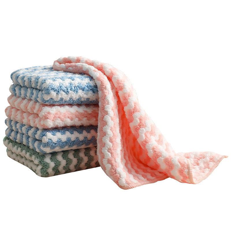 Cationic rag coral velvet jacquard rag absorbent thickened kitchen cleaning cloth dish cloth table towel wholesale