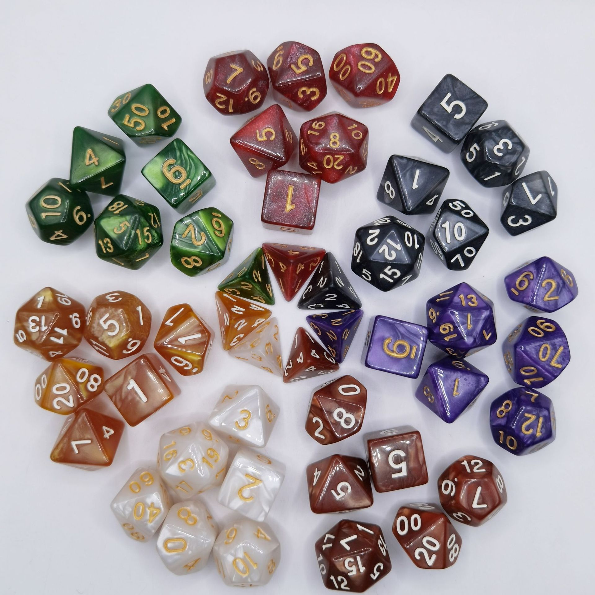Spot Pearl pattern multi-sided dice set table game running group seven sets of digital dice set game dice combination