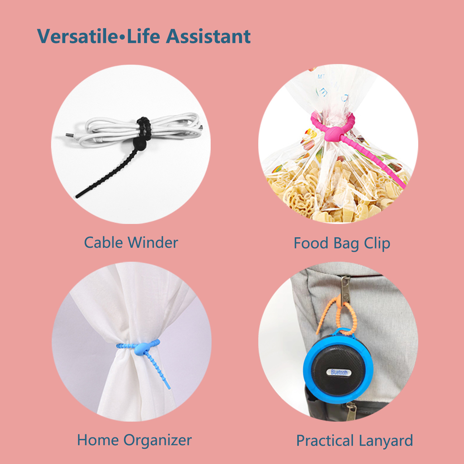 15cm Color Silicone Cable Tie Clothing Tape Hanging Rope Packaging Cable Tape Data Line Storage Winding Rope