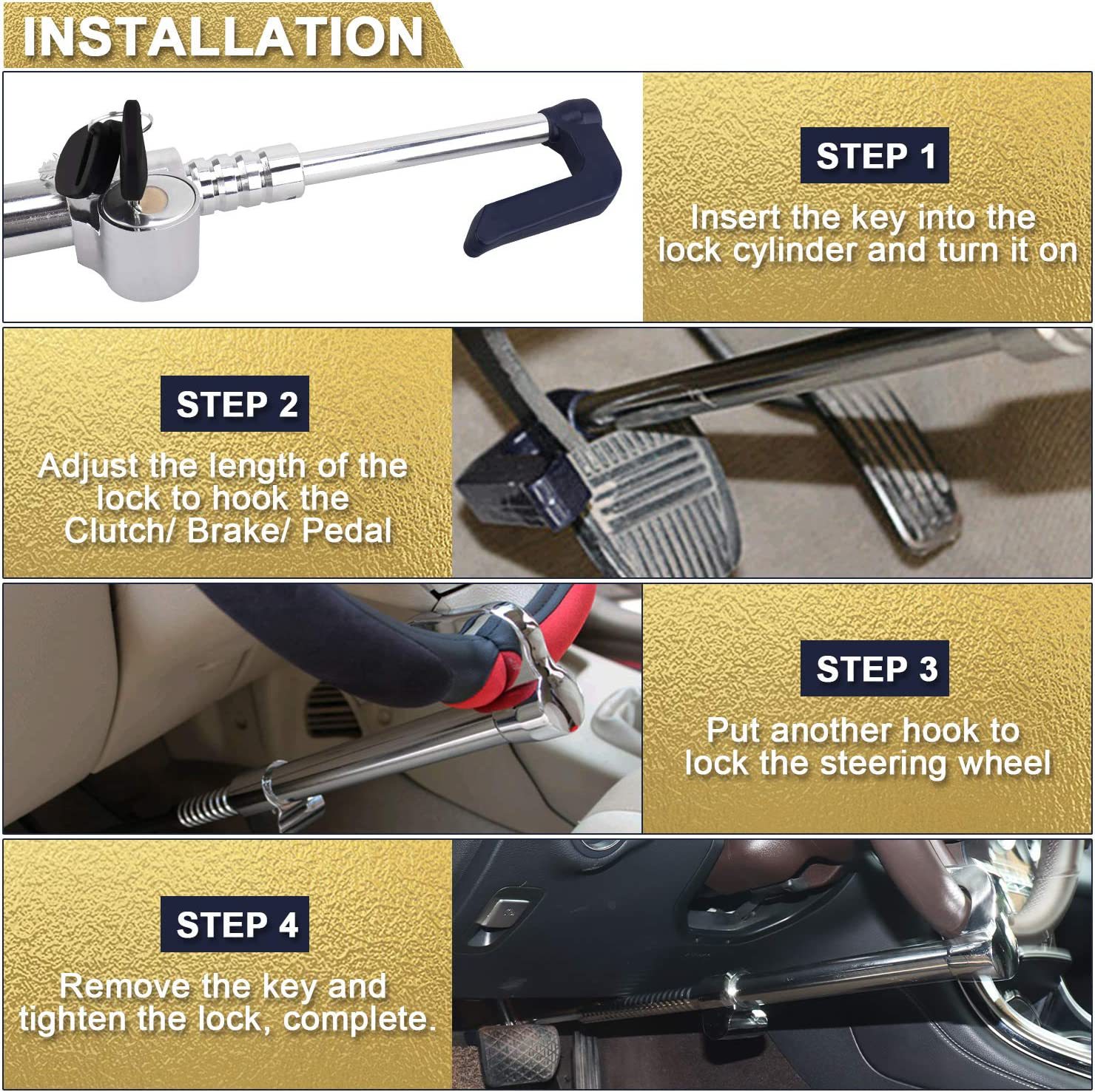 Car anti-theft lock steering wheel three-section hook lock car anti-theft lock