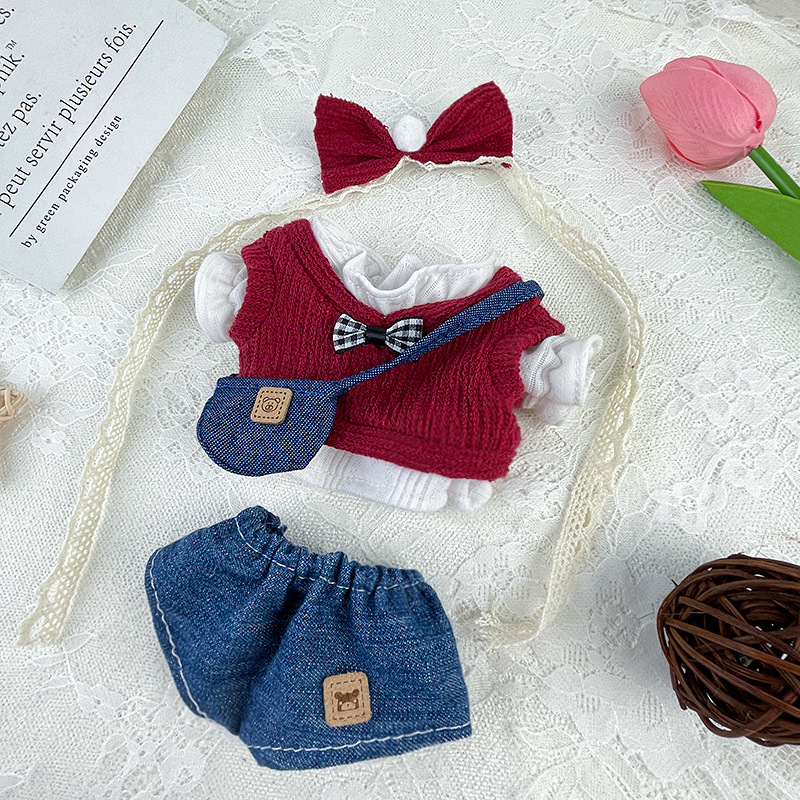 Wholesale 20cm Cotton Doll Clothes Set Plush Toy Doll Daily Clothing Skirt Men's and Women's Doll Dress-up