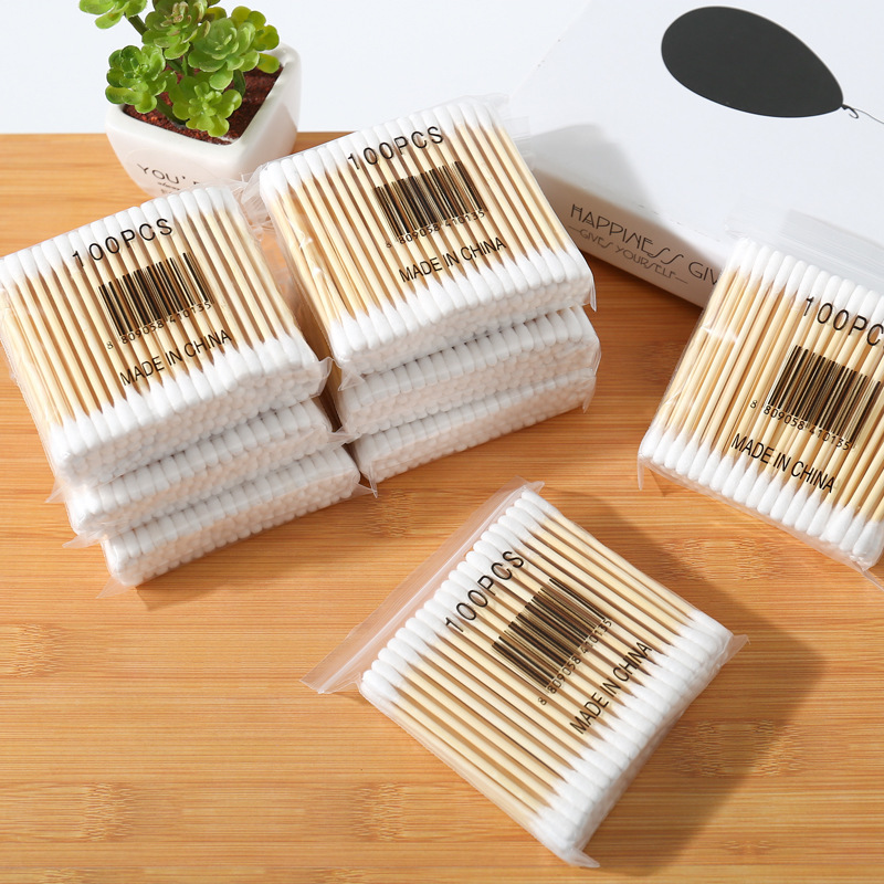 100 double-headed cotton swab manufacturers disposable makeup remover clean cotton swab bag ear cotton swab