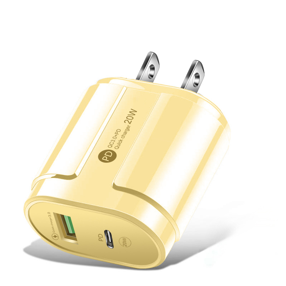 Cross-border A + C mobile phone charger power adapter USB + PD dual-port fast charging charger PD charging head