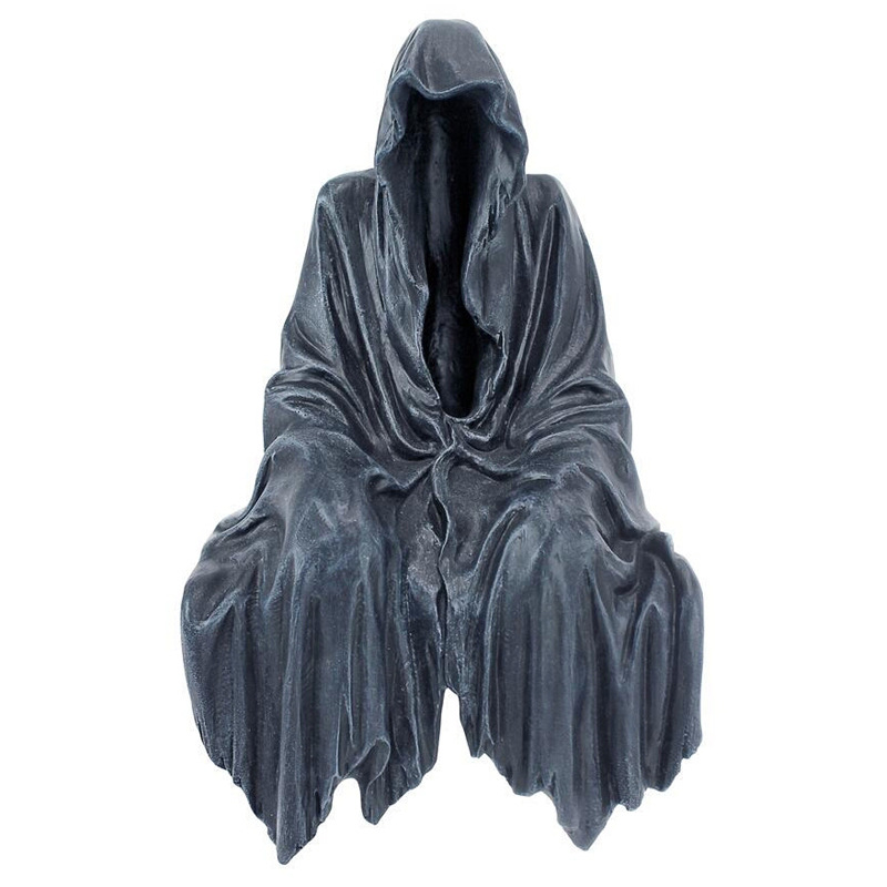 Cross-border outdoor black clothes secret master ornaments thriller Black robe Gothic garden decorative resin crafts wholesale