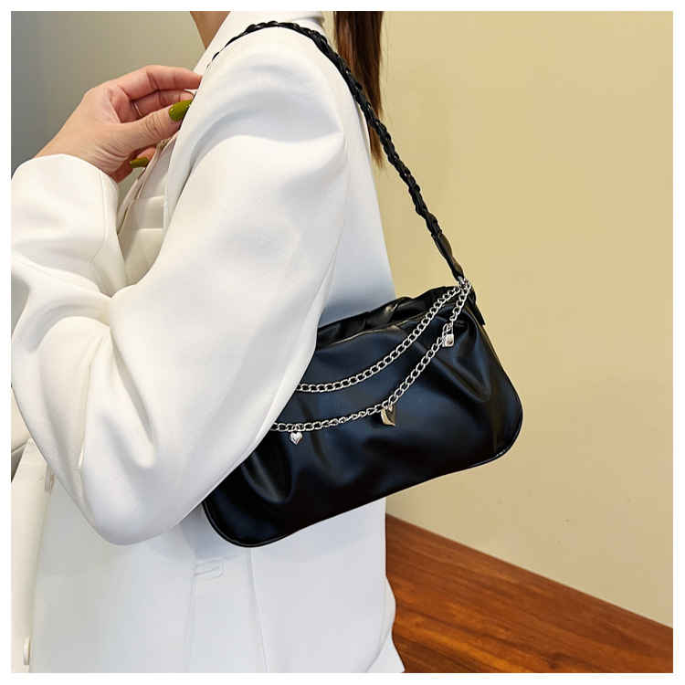 Niche Design Bag Women's Pleated Cloud Square Handbag Simple All-match Small Fresh Style Zipper Chain Underarm Bag_voghion.com