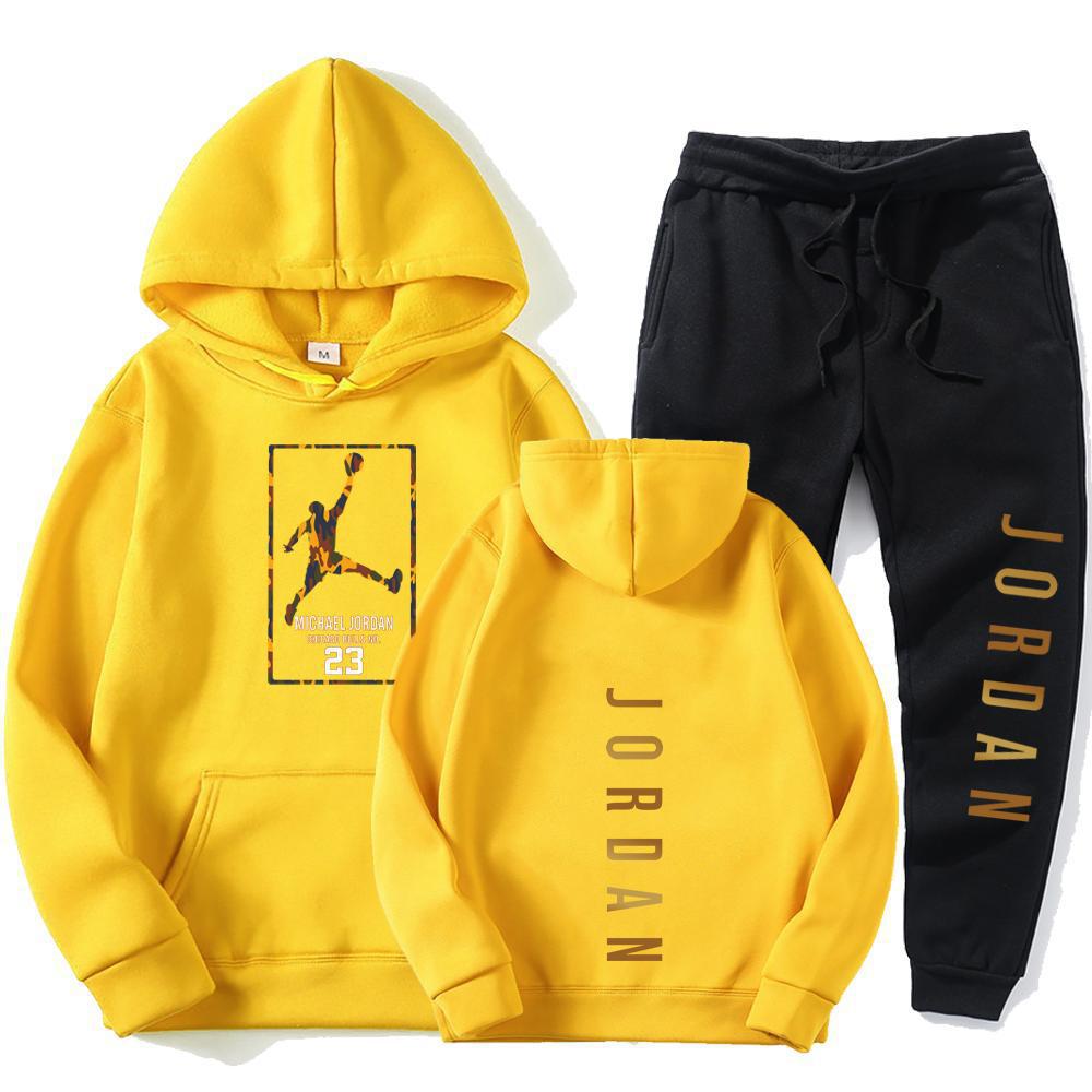 European and American Cross-border Men's Autumn and Winter Trendy Hoodie Suit Young Men and Women Couple Sports Leisure Sweater Suit