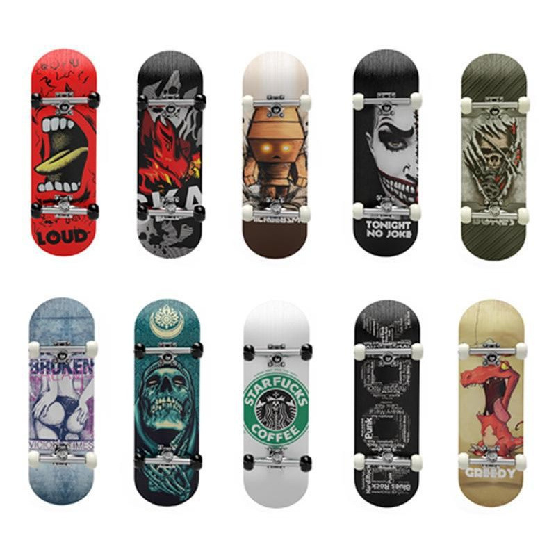 Fingertip bearing wheel sleeve Maple skateboard mini novelty toy novice double rocker indoor desktop game cross border