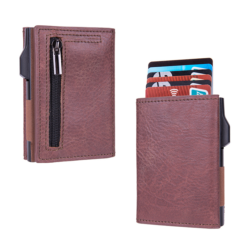 Cross-border best-selling automatic pop-up new card holder RFID anti-theft card clip anti-magnetic large capacity card box
