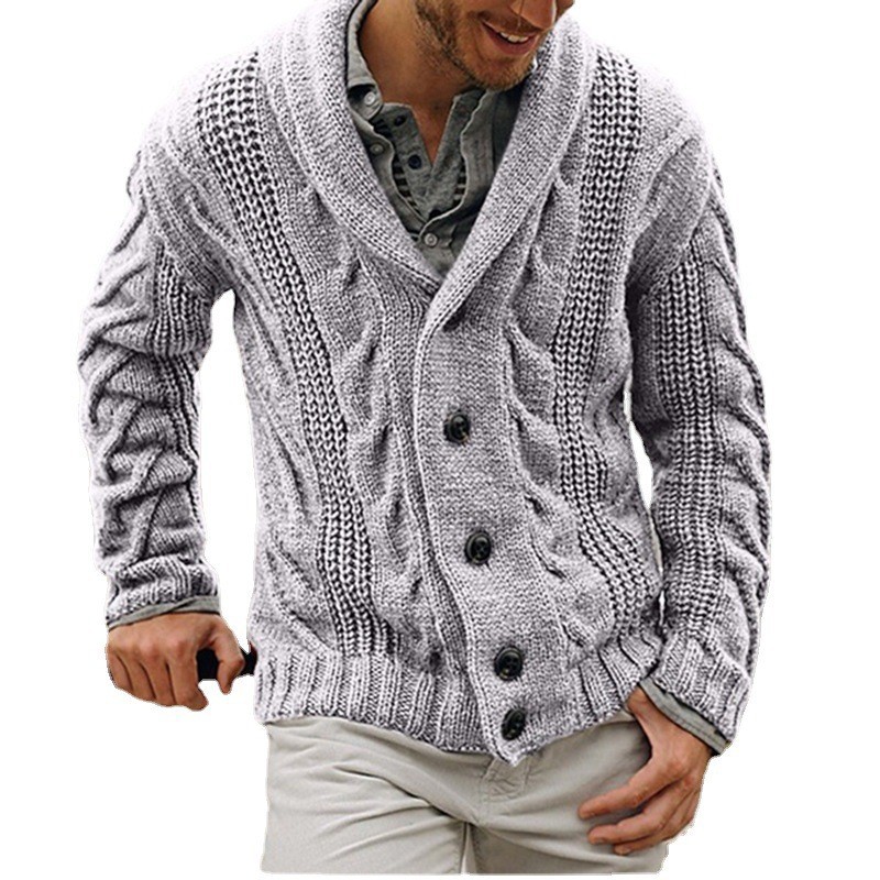 Foreign trade new knitted cardigan men's single-breasted loose Amazon plus size thick needle sweater men's spring and autumn wear