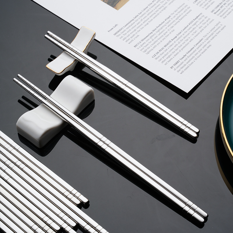 Factory wholesale 304 food stainless steel chopsticks household commercial chopsticks wholesale non-slip coil kitchen table