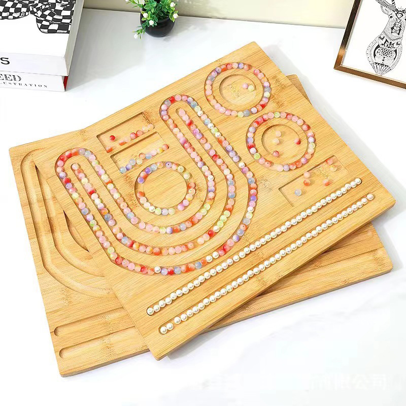 Cross-border wooden bracelet design plate multi-grid DIY text play bracelet plate craft jewelry dashboard beaded tray