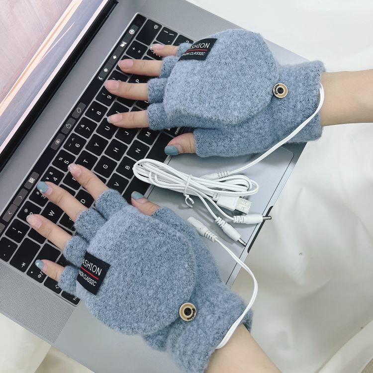 Gants chauffants électriques USB demi-doigts chauffage électrique extérieur intérieur 2 hommes hiver chaud source d'approvisionnement transfrontalière_voghion.com