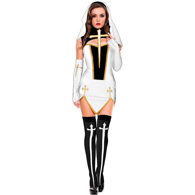 2023 nun costume adult girl Halloween costume game uniform nun role play cos costume Lolita