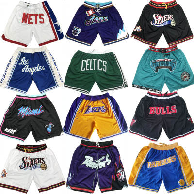 Jersey Shorts Lakers Joe Zhan Raptors Magic Heat Retro Rust Pocket Training Pants Men's and Women's Summer Sports