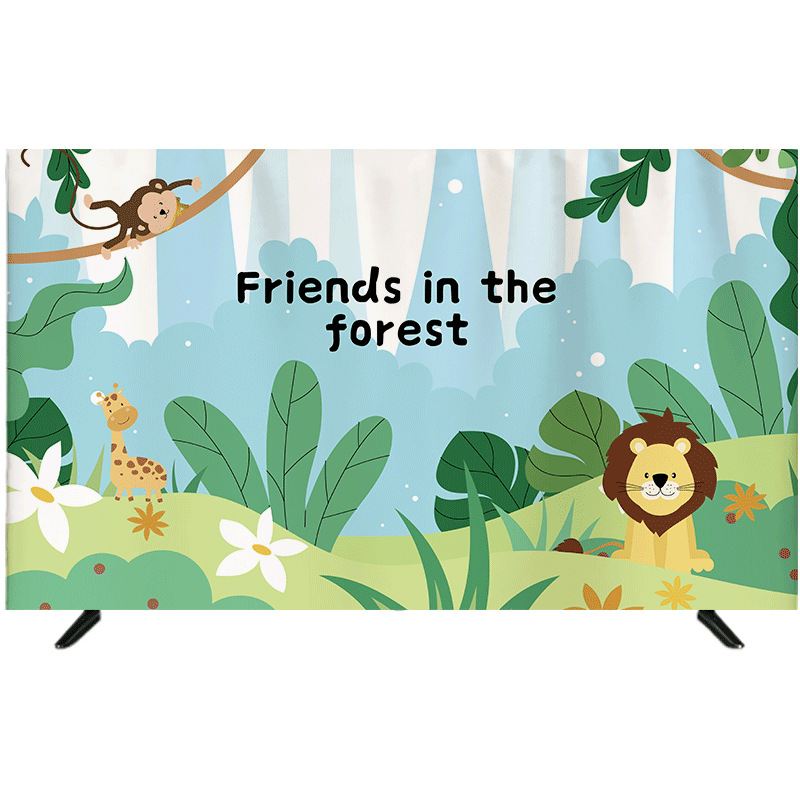 Cartoon Simple Printed Fabric Cover Cloth LCD Curved TV Dust Protection Cover TV Cover Supply