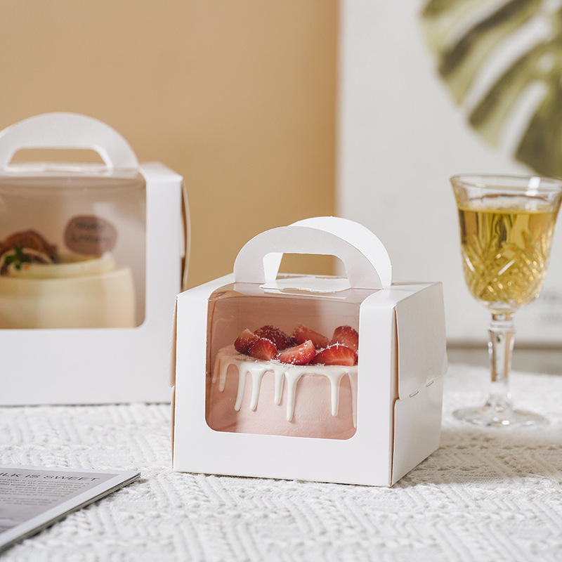 Four-inch cake box Korean style 4 5 6-inch portable mousse cake box window birthday cake box heightened