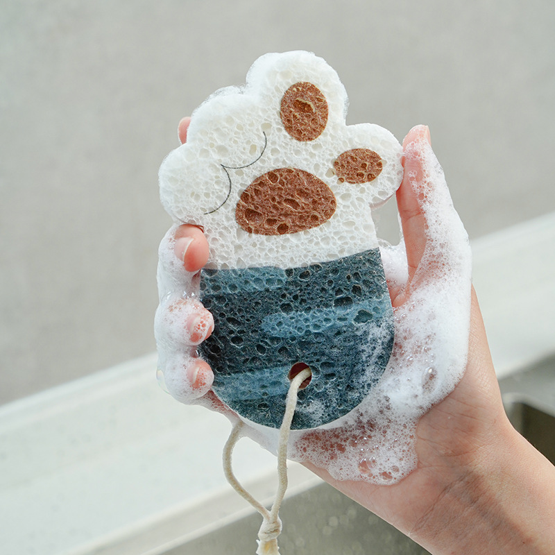 Compressed Wood Pulp Sponge Wipe Cartoon Washing Bowl Wipe Kitchen Cleaning Sponge Pieces Absorbent Oil-free Sponge Magic Wipe