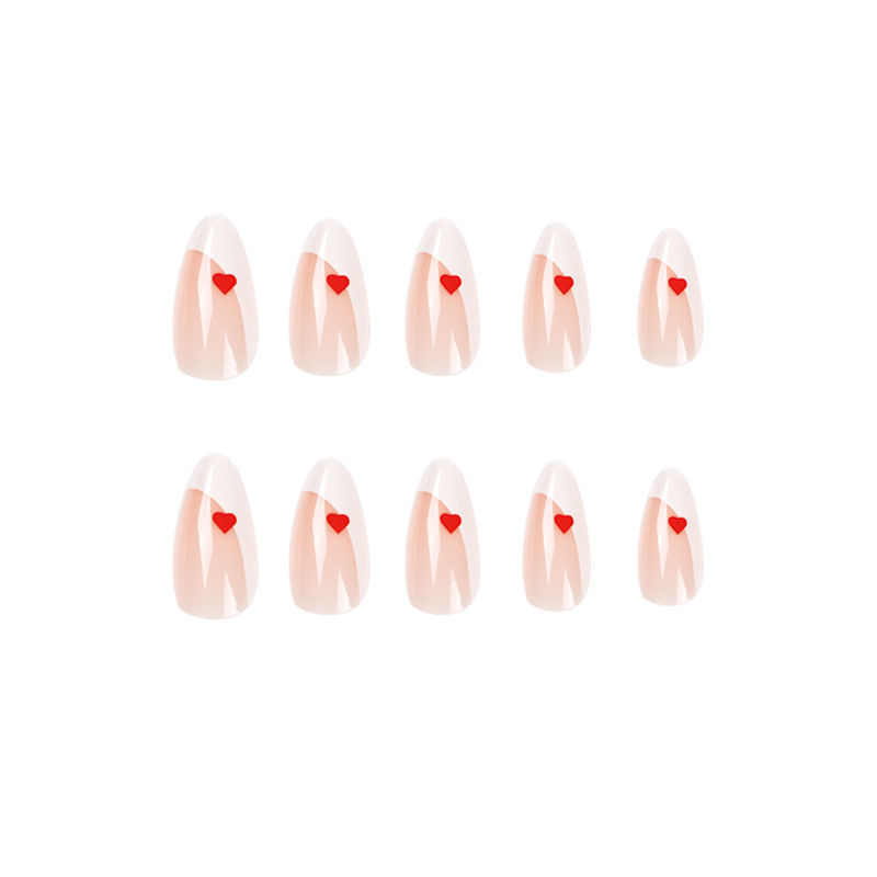 Wear a French White Edge finished nail wholesale red small love nail nail wholesale wear nail nails