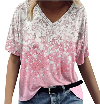 Cross-border European and American Digital Printing Series 3D Printing T-shirt V-neck 3d Printing Women's Short-sleeved T-shirt Top