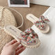Slippers Women's Summer Outer Wear 2024 New All-Match Fairy Style Sweet Bow Flat Seaside Beach Sandals