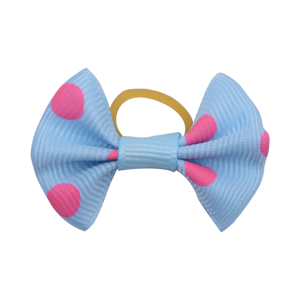 Cross-border foreign trade pet headdress hair band colorful dot rib band puppy cat cute jewelry bow rubber band