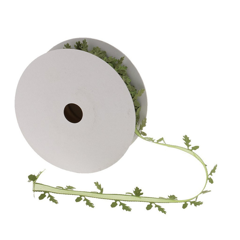 Cross-border gift 4cm lace webbing leaves gift packaging ultrasonic embossing leaves ribbon spot wholesale
