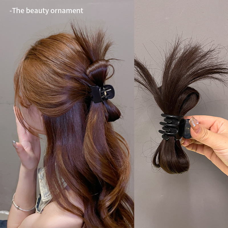 Chicken coop ball head lazy wind chicken feather shuttlecock head fountain high ponytail hot girl chicken coop hair clip wig hair bag