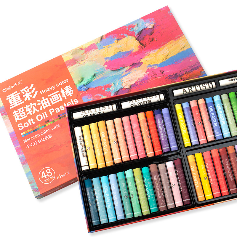 Qianhui Heavy Color Oil Painting Stick Wholesale Super Soft Oil Colorful Stick Painting Macaron Morandi Color Children's Oil Painting Stick