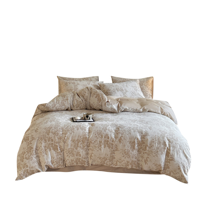60 Bed Cotton Four-piece Set Class A Maternal and Infant Grade Cotton Three-layer Yarn Quilt Cover Light Luxury High-grade Bed Sheet/Bed Hat
