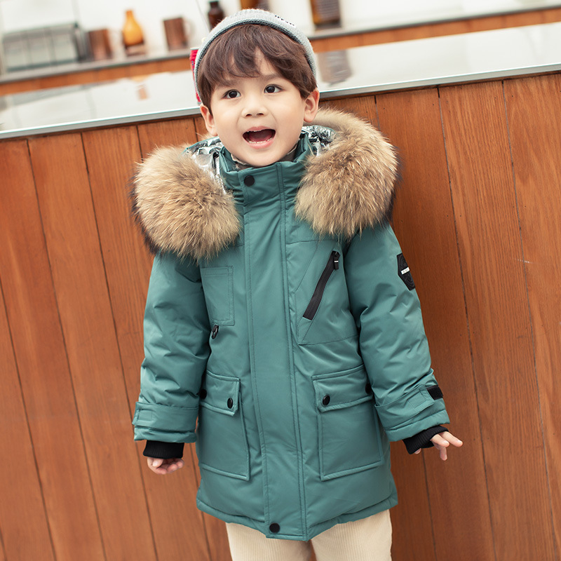 Children's down jacket Boys' mid-length 2023 new western style medium and big children thickened little boys' winter down jacket