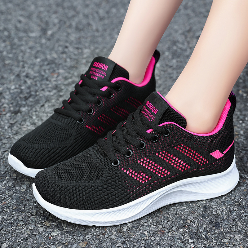 Shoes Women's 2024 Leisure Soft Sole Sneakers Breathable Single Shoes Flying Mesh Shoes Wholesale Running Shoes Women