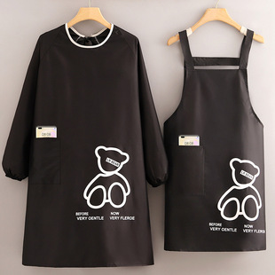 Overalls Women's Household Long-sleeved Waterproof and Oil-proof Waist New Adult Apron Kitchen Stylish Work Clothes Customized