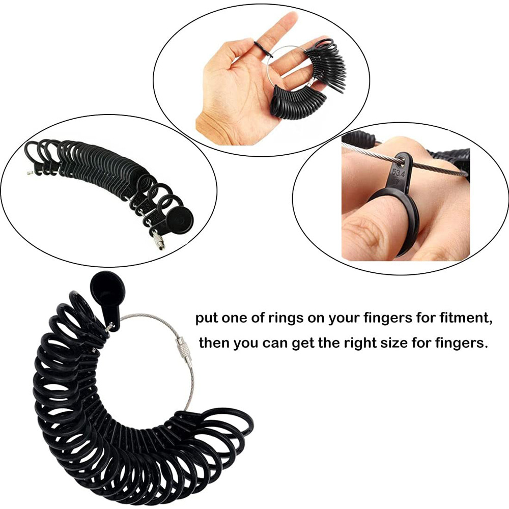 4-piece plastic ring measuring set UKUS plastic rod 0-13 US degree Ring 1-17 black US degree ruler for foreign trade