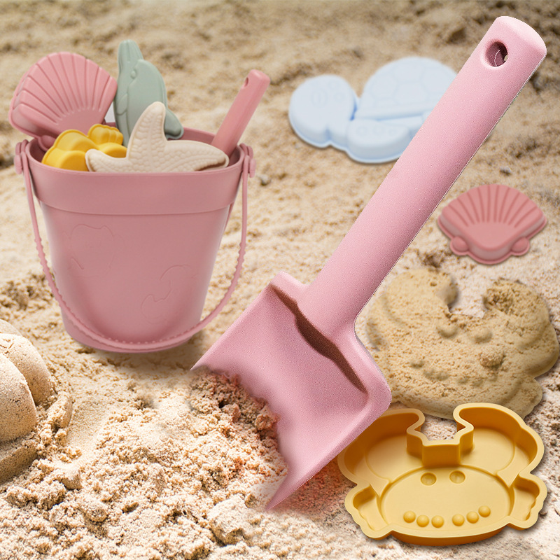 Cross-border children's toys parent-child interactive sand tool set sand scooping bucket silicone beach toys wholesale