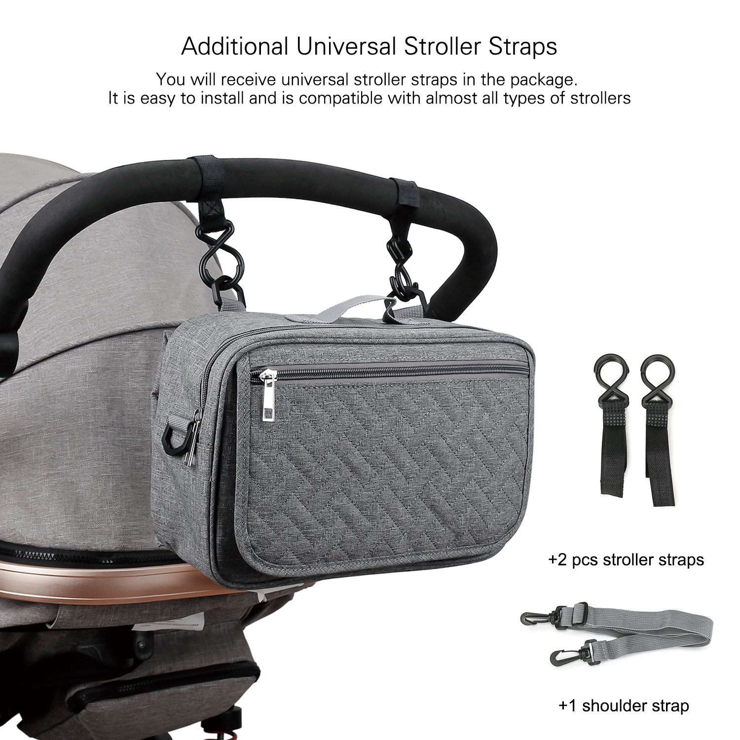 Multifunctional 2in1 Mummy Bag with Diaper Pad Portable Waterproof Shoulder Portable Mother Bag Baby Carriage Storage Bag