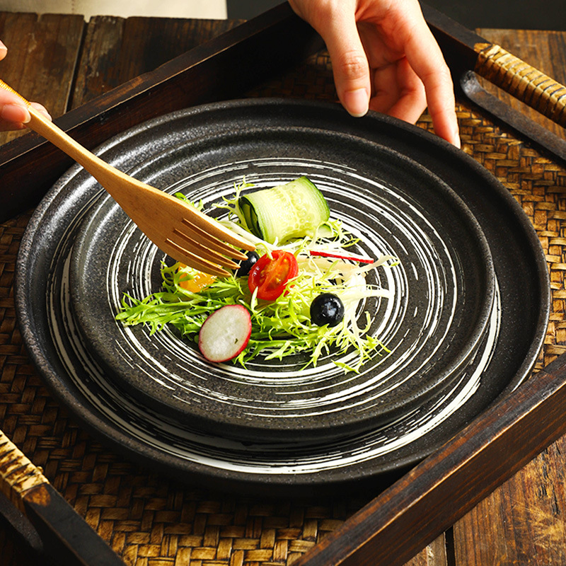 Cross-border Steak Dinner Plate Household Ceramic Western Food Italian Plate Japanese Sushi Plate Breakfast Snack Plate Creative Pizza Plate