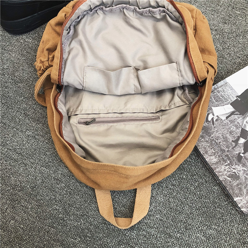 Women's Schoolbag ins Hong Kong Style Mori Style Retro Old College Student Backpack Women's European and American Fashion Washed Canvas Backpack