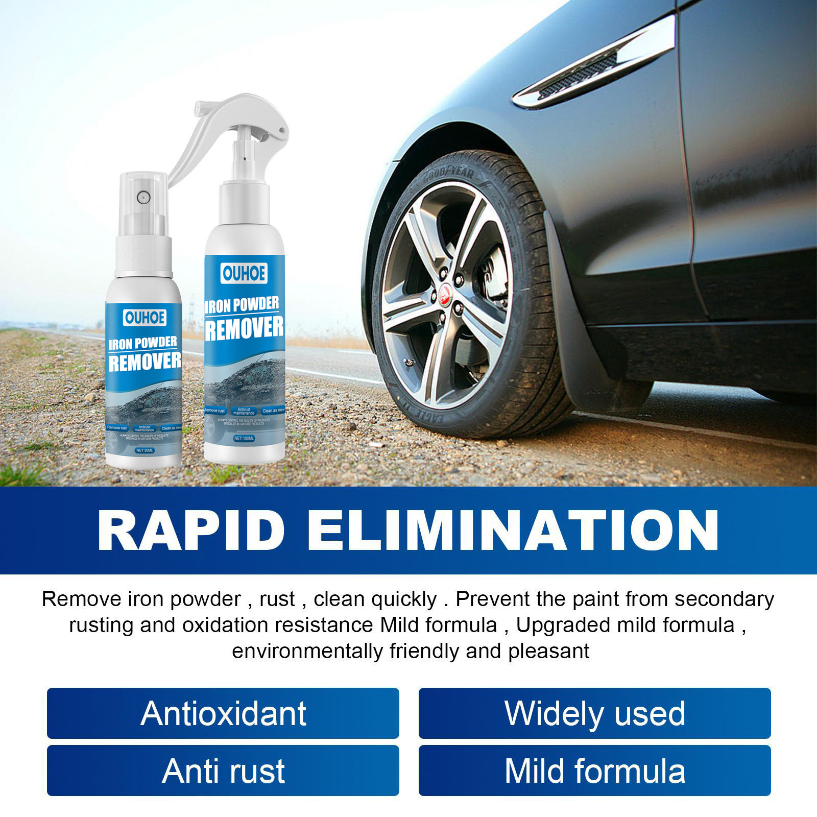 OUHOE car iron powder rust spray rust-proof rust remover car supplies decontamination rust remover cleaning supplies