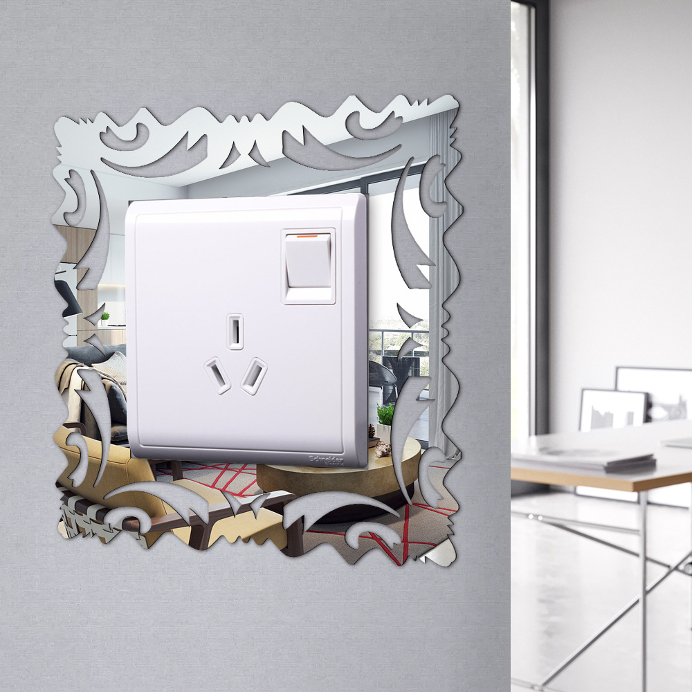 JM833 cross-border acrylic mirror square switch sticker reflective mirror sticker living room bedroom decorative wall sticker