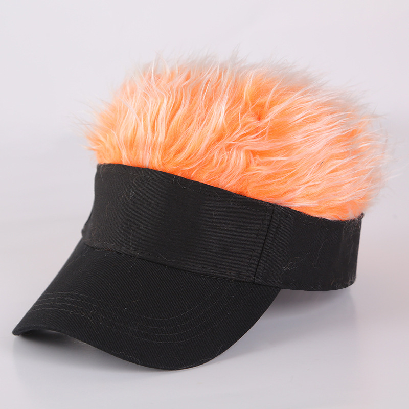 Cross-border new wig baseball cap sun-proof couple wig integrated hat hip hop hat funny peaked cap