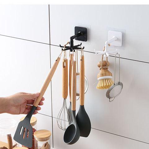 Multi-functional punch-free 360 rotating six-Claw hook kitchen storage and finishing wall-mounted hook multi-scene sticky hook