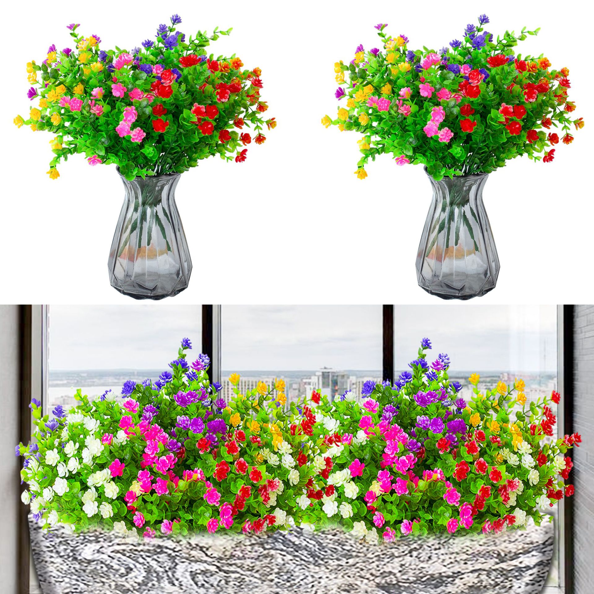 Eucalyptus Camellia Simulation Camellia fake Flower Seven Fork Eucalyptus Rose Bundle