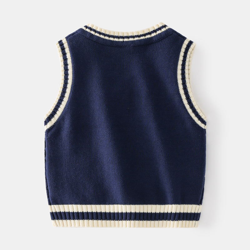 Boys' wool vest top baby pullover sweater 2023 new spring and autumn children's sweater wholesale tide